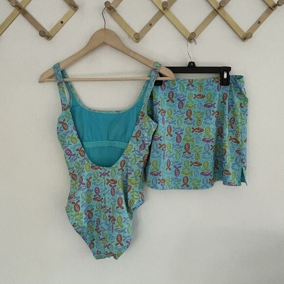 Fresh Produce Swimsuit & Skirt Size 6 8 Splash Fish Beach Coastal One Piece Set! - Picture 4 of 8